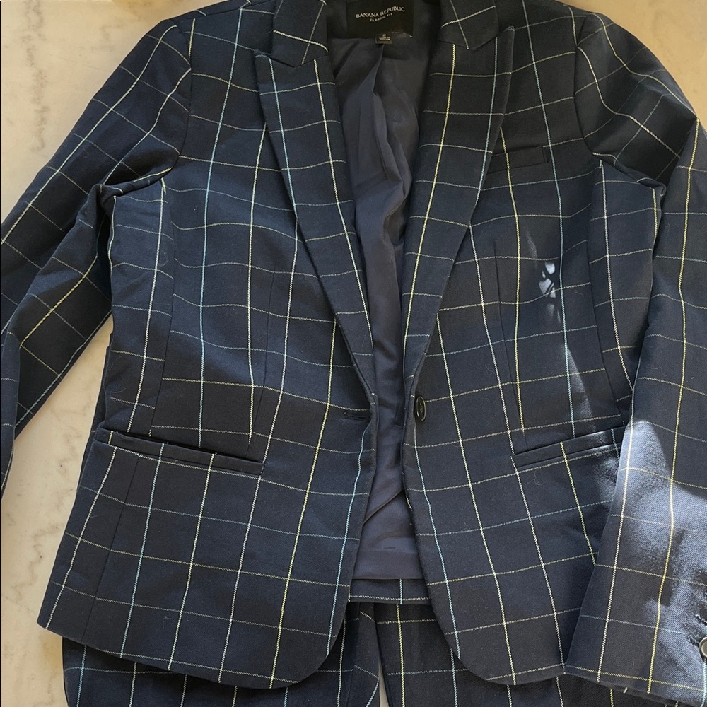 Banana Republic Blue Plaid Blazer size 2 and pants size 4